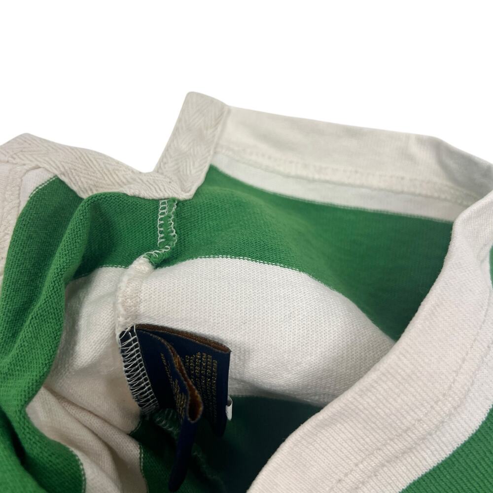 Vintage Rugby Ralph Lauren Slim Fit Polo Shirt Preppy Ivy League XS Green Stripe - Picture 11 of 12
